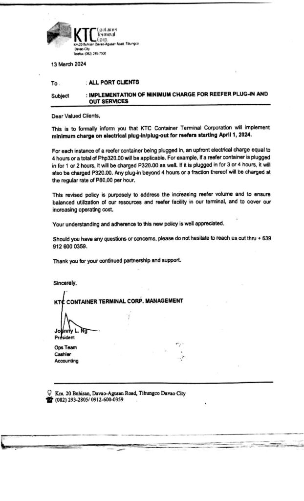 First page of the memo
