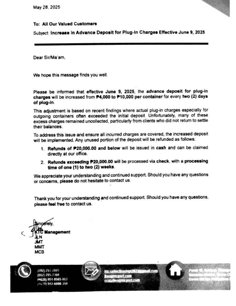 First page of the memo